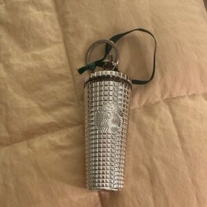 Starbucks Silver Mini Tumbler Christmas tree ornament 2022
